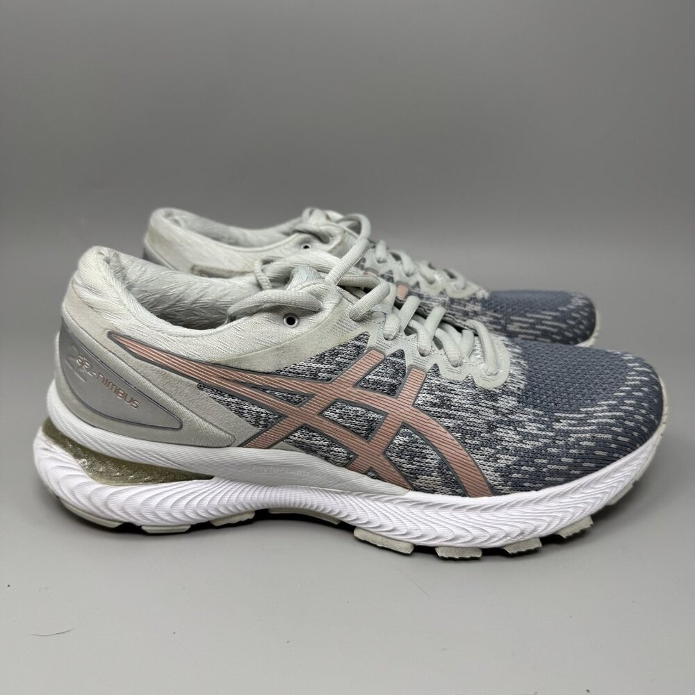 ASICS Gel Nimbus 22 Knit 1012A678 Women's US 9 Shoes Haze Pure Silver Sneakers